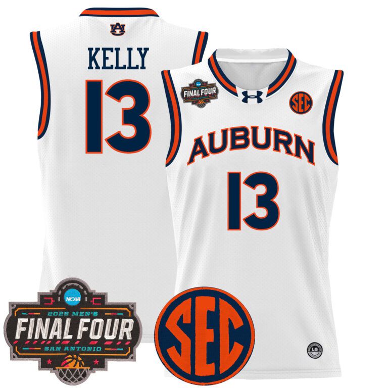Men Auburn Tigers #13 Kelly white 2025 Final Four Patch Lightweight  NCAA Jerseys style 2->customized ncaa jersey->Custom Jersey